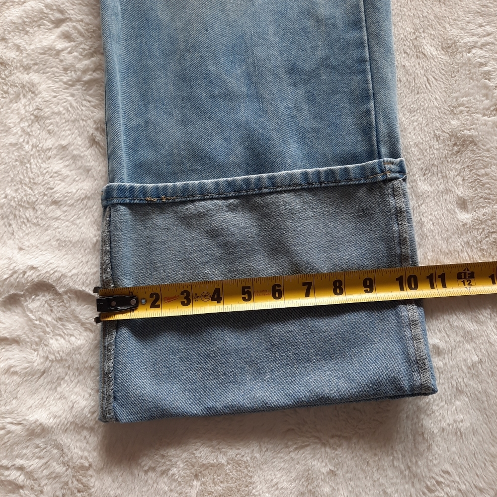 Wide Leg Blue Jeans Mega Cuff By Shein Size 28/30 Mid-High Rise Light Wash - Picture 8 of 14